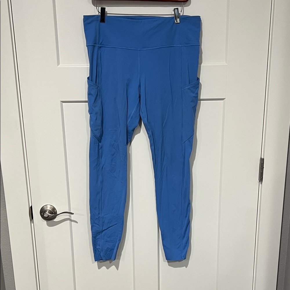 Lululemon Blue High-Waisted Leggings with Pockets Sz 12